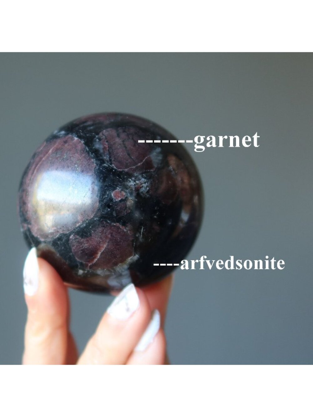 Arfvedsonite Sphere Garnet Desire Crystal Ball Natural Gemstone 2.5 - 3.0inch